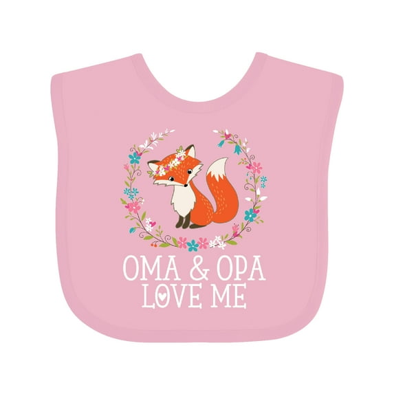 Inktastic Oma and Opa Love Me Girls Cute Fox Girls Baby Bib