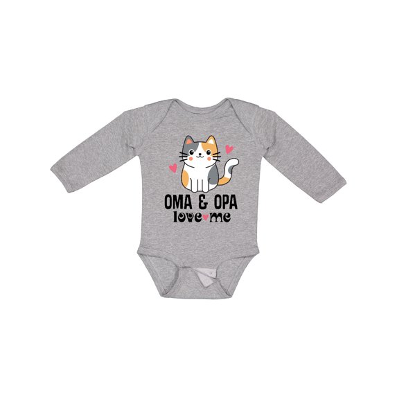 Inktastic Oma and Opa Love Me Grandchild Kitty Girls Long Sleeve Baby Bodysuit