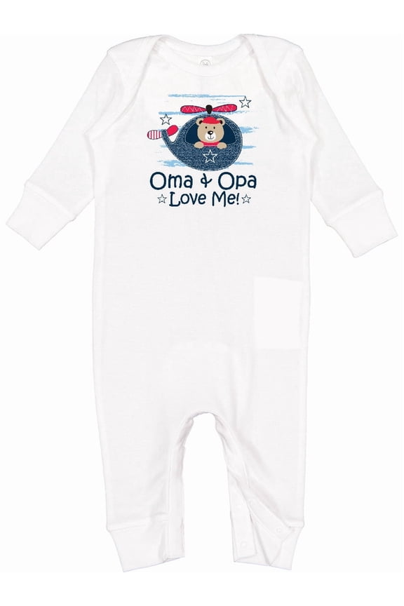 Oma and Opa Love Me Grandson Baby Romper Coveralls