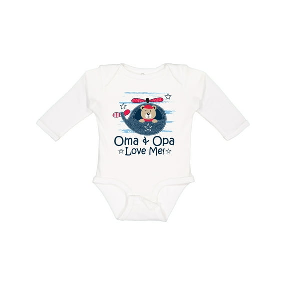 Inktastic Oma and Opa Love Me Grandson Boys Long Sleeve Baby Bodysuit