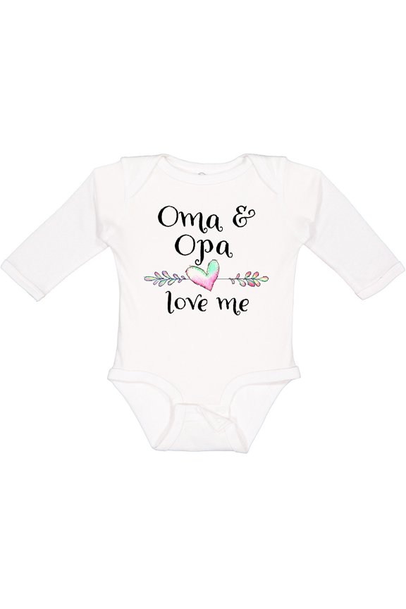 Oma and Opa Love Me- Heart Grandchild Boys or Girls Long Sleeve Baby Bodysuit