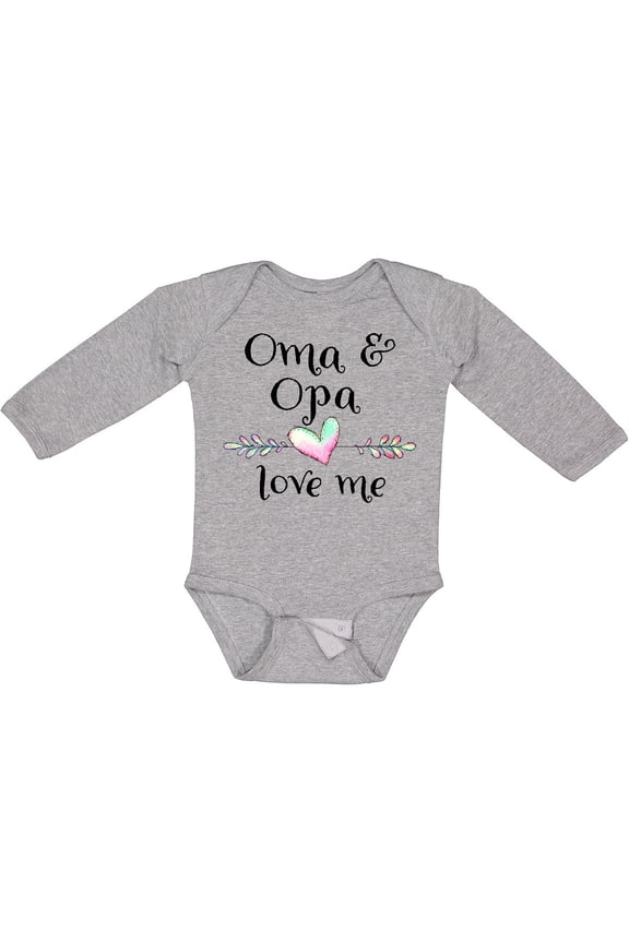 Oma and Opa Love Me- Heart Grandchild Boys or Girls Long Sleeve Baby Bodysuit