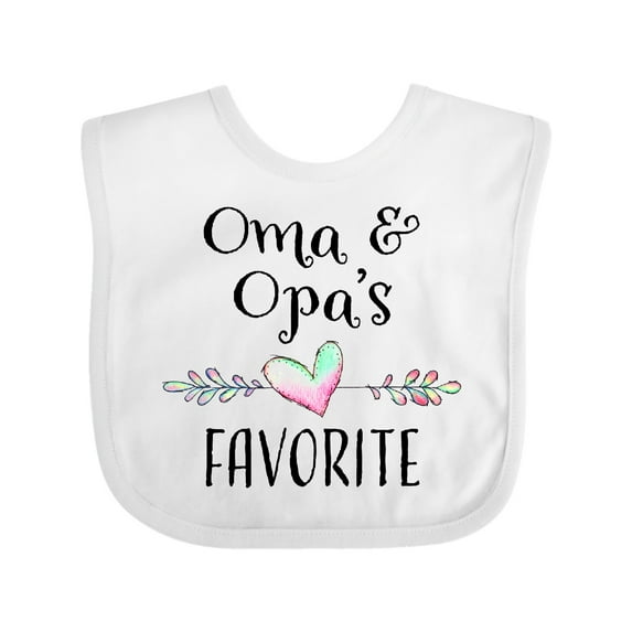 Inktastic Oma and Opa's Favorite- Heart Grandchild Boys or Girls Baby Bib