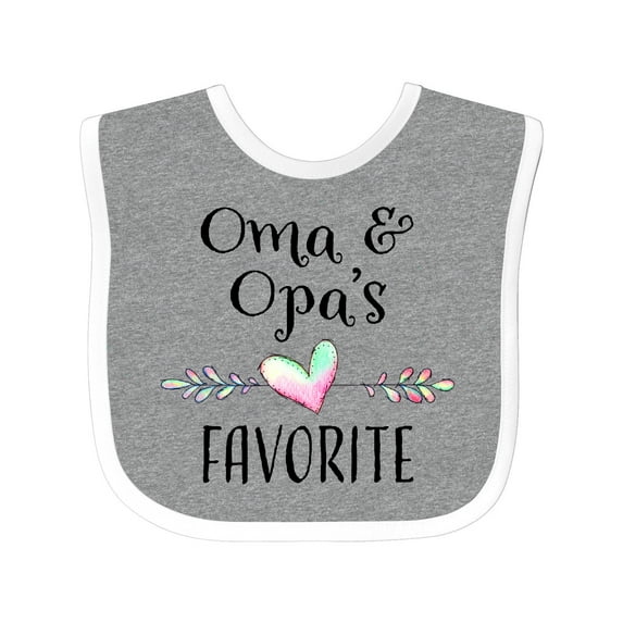 Inktastic Oma and Opa's Favorite- Heart Grandchild Boys or Girls Baby Bib