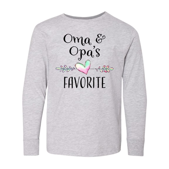 Inktastic Oma and Opa's Favorite- Heart Grandchild Long Sleeve Youth T-Shirt