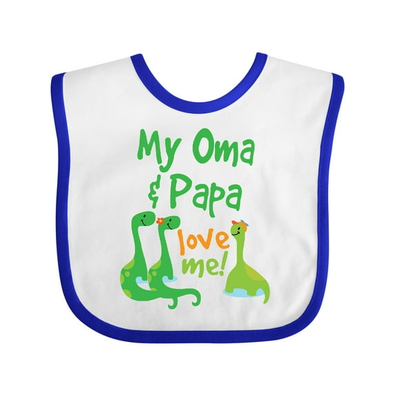 Inktastic Oma and Papa Love Me Dinosaur Boys Baby Bib
