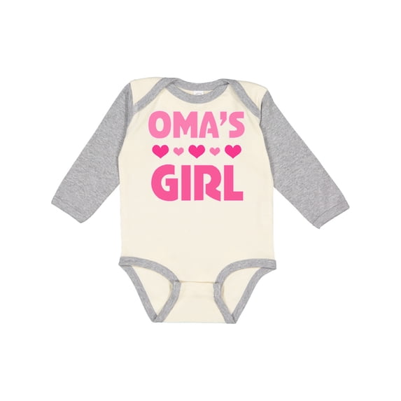 Inktastic Oma's Girl Heart Girls Long Sleeve Baby Bodysuit