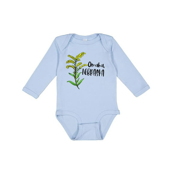 Inktastic Omaha, Nebraska Goldenrod Flower Boys or Girls Long Sleeve Baby Bodysuit