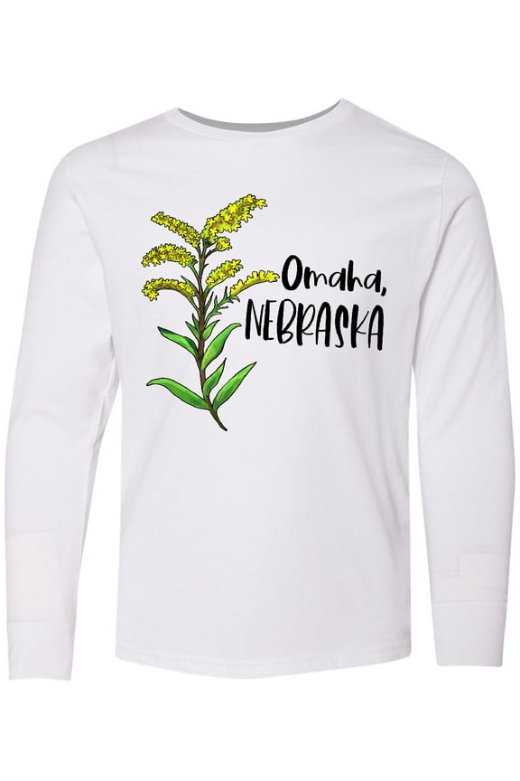 Omaha, Nebraska Goldenrod Flower Long Sleeve Youth T-Shirt