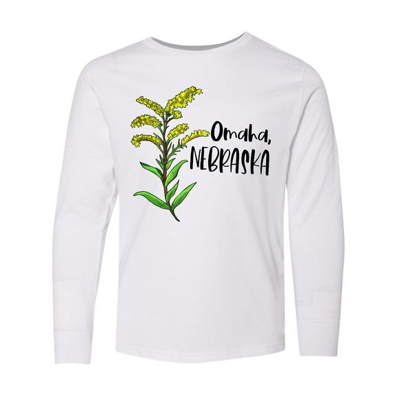 Inktastic Omaha, Nebraska Goldenrod Flower Long Sleeve Youth T-Shirt