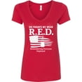 thumbnail image 1 of Inktastic On Fridays We Wear R.e.d. Military Support Women's V-Neck T-Shirt, 1 of 5