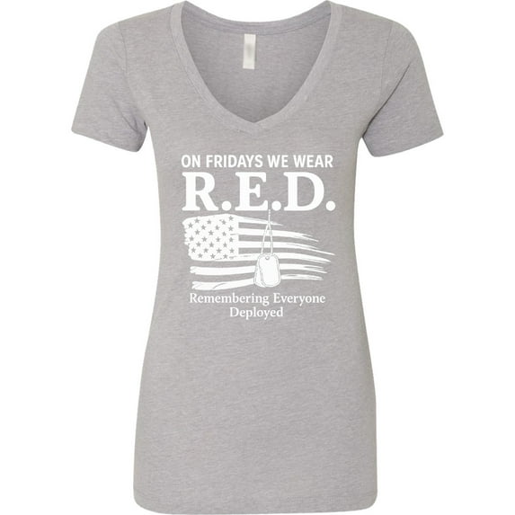 Inktastic On Fridays We Wear R.e.d. Military Support Women's V-Neck T-Shirt