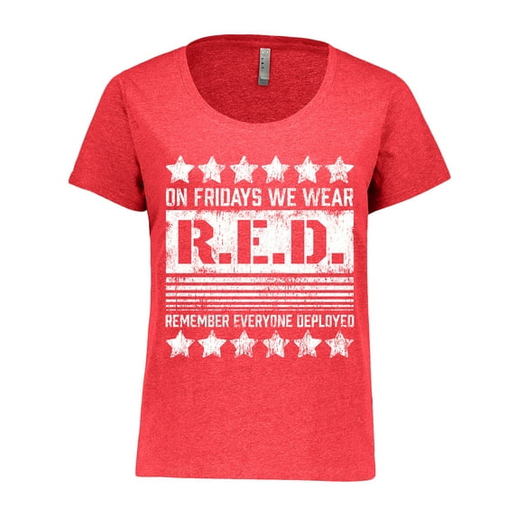 Inktastic On Fridays We Wear R.e.d. Remember Everyone Deployed Women's Plus Size T-Shirt