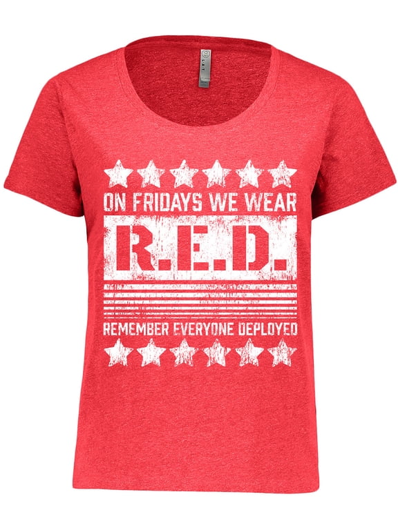 On Fridays We Wear R.e.d. Remember Everyone Deployed Women's Plus Size T-Shirt