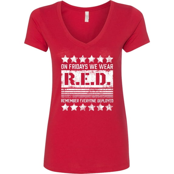 Inktastic On Fridays We Wear R.e.d. Remember Everyone Deployed Women's V-Neck T-Shirt