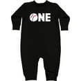 thumbnail image 1 of Inktastic One Baseball First Birthday Baby Fleece Romper, 1 of 4