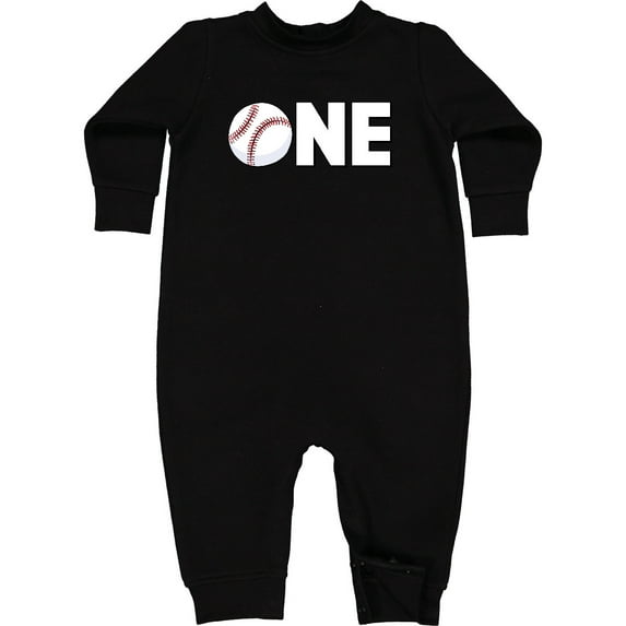Inktastic One Baseball First Birthday Baby Fleece Romper