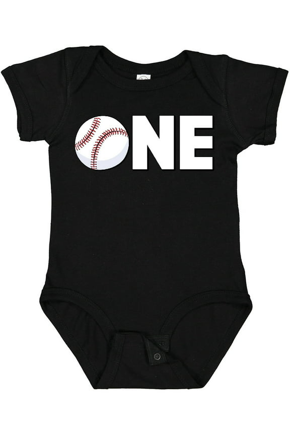 One Baseball First Birthday Boys or Girls Baby Bodysuit