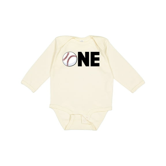 Inktastic One- Baseball First Birthday Boys or Girls Long Sleeve Baby Bodysuit