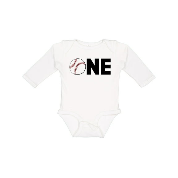 Inktastic One- Baseball First Birthday Boys or Girls Long Sleeve Baby Bodysuit