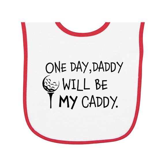 Inktastic One Day, Daddy Will Be My Caddy Kids Golfing Baby Terry Cloth Bib
