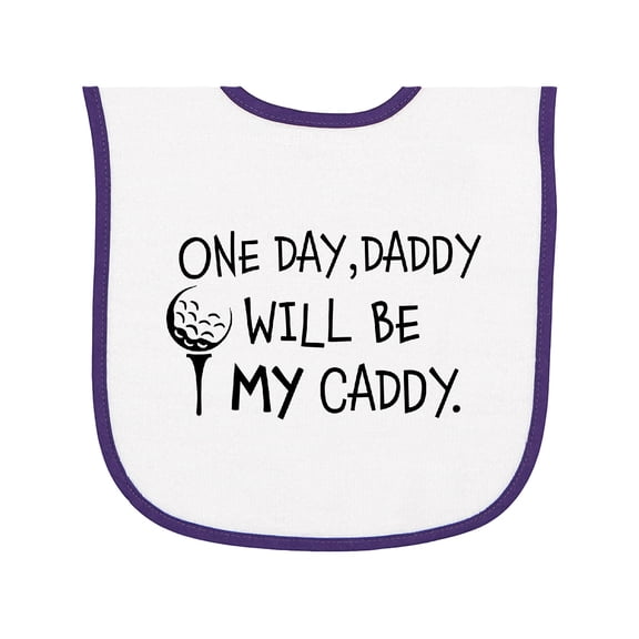 Inktastic One Day, Daddy Will Be My Caddy Kids Golfing Baby Terry Cloth Bib