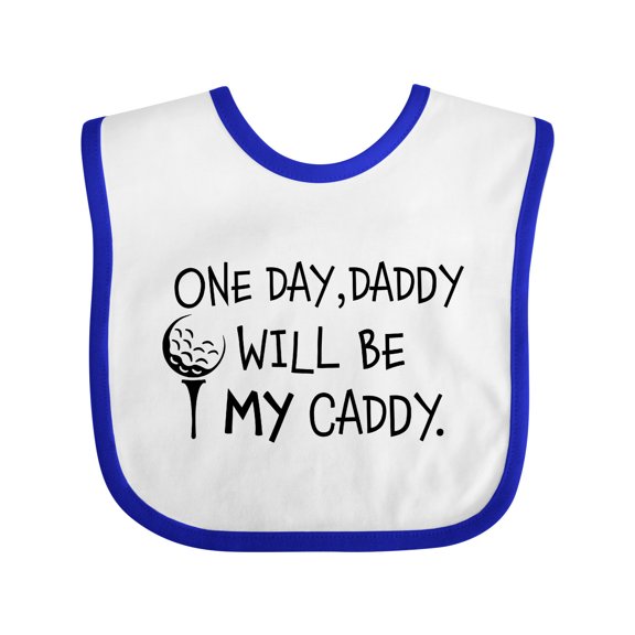 Inktastic One Day, Daddy Will Be My Caddy Kids Golfing Boys or Girls Baby Bib