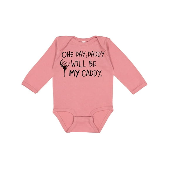 Inktastic One Day, Daddy Will Be My Caddy Kids Golfing Boys or Girls Long Sleeve Baby Bodysuit