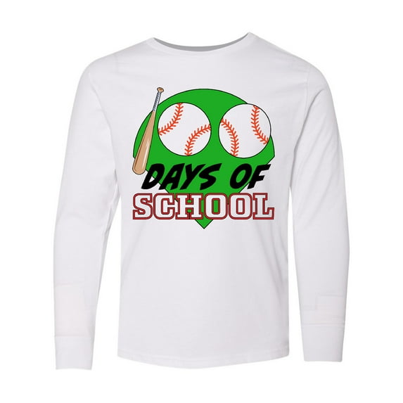 Inktastic One Hundred Days of School Baseball Long Sleeve Youth T-Shirt