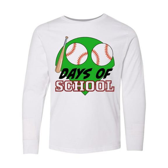 Inktastic One Hundred Days of School Baseball Long Sleeve Youth T-Shirt