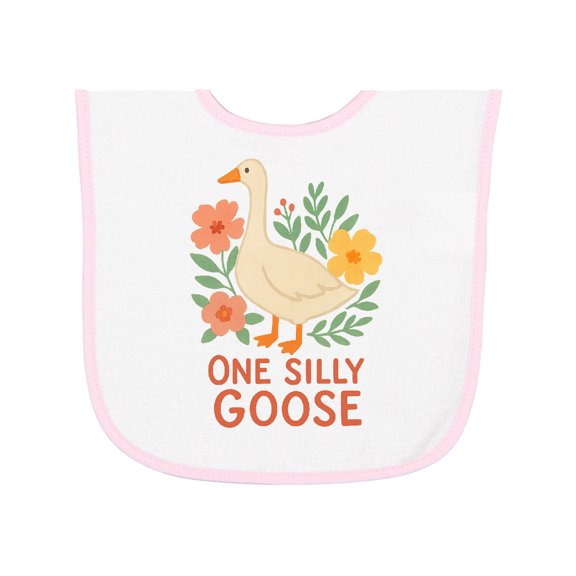Inktastic One Silly Goose Cute Animal Design Baby Terry Cloth Bib