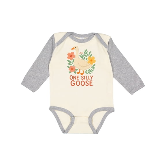 Inktastic One Silly Goose Cute Animal Design Boys or Girls Long Sleeve Baby Bodysuit