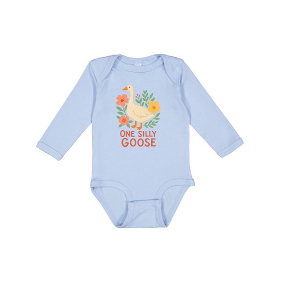 Inktastic One Silly Goose Cute Animal Design Boys or Girls Long Sleeve Baby Bodysuit
