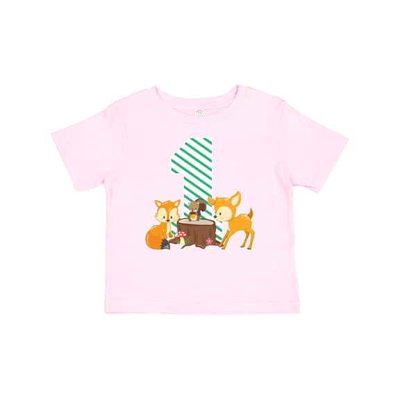 Inktastic One Years Old with Woodland Animals Boys or Girls Baby T-Shirt