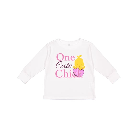 Inktastic One cute chick Girls Long Sleeve Toddler T-Shirt