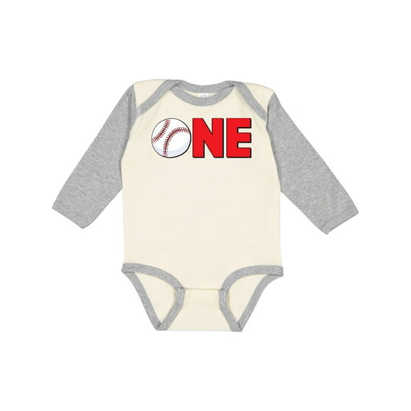 Inktastic One with Baseball Baby's First Birthday Boys or Girls Long Sleeve Baby Bodysuit