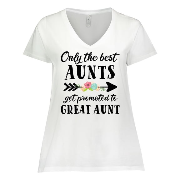 Inktastic Only the Best Aunts Get Promoted to Great Aunt Women's Plus Size V-Neck T-Shirt