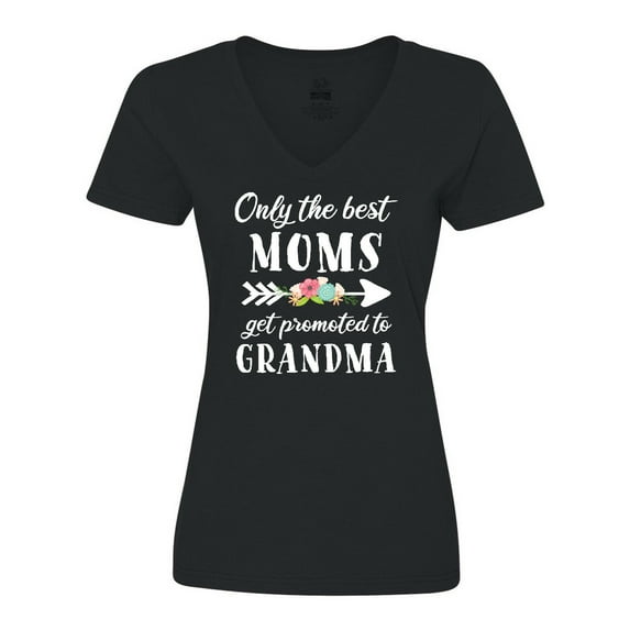 Inktastic Only the Best Moms Get Promoted to Grandma Women's V-Neck T-Shirt