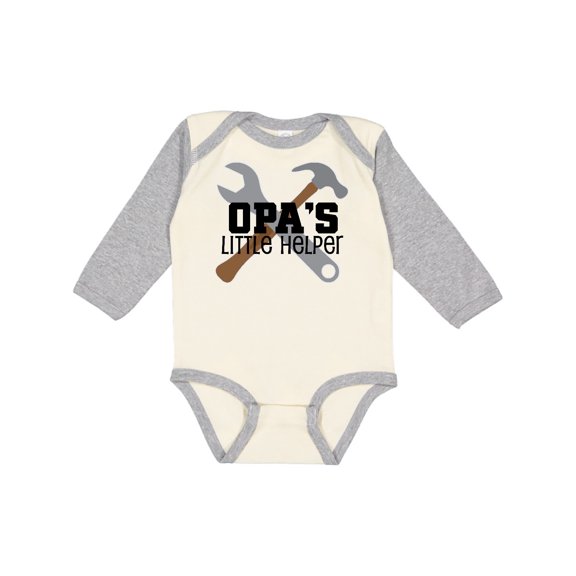 Inktastic Opa Little Helper Grandkid Boys Long Sleeve Baby Bodysuit