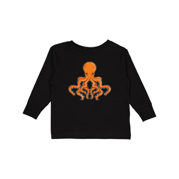 Inktastic Orange Octopus Boys or Girls Long Sleeve Toddler T-Shirt