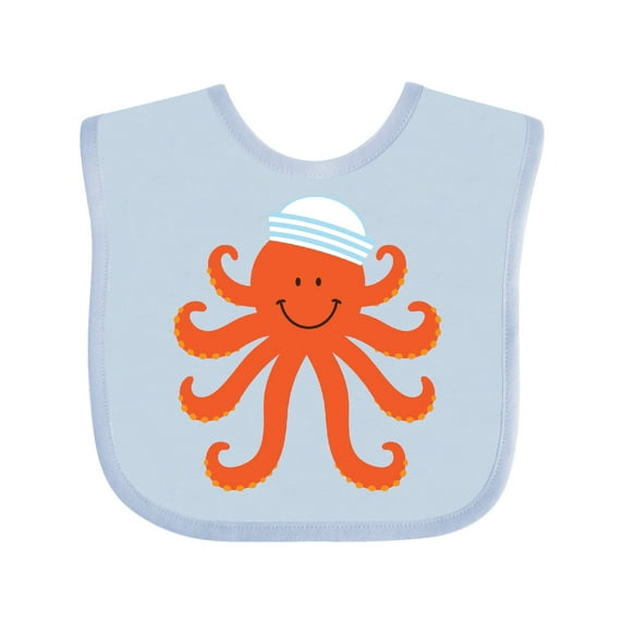 Inktastic Orange Octopus Cute Sea Creature Nautical Boys or Girls Baby Bib