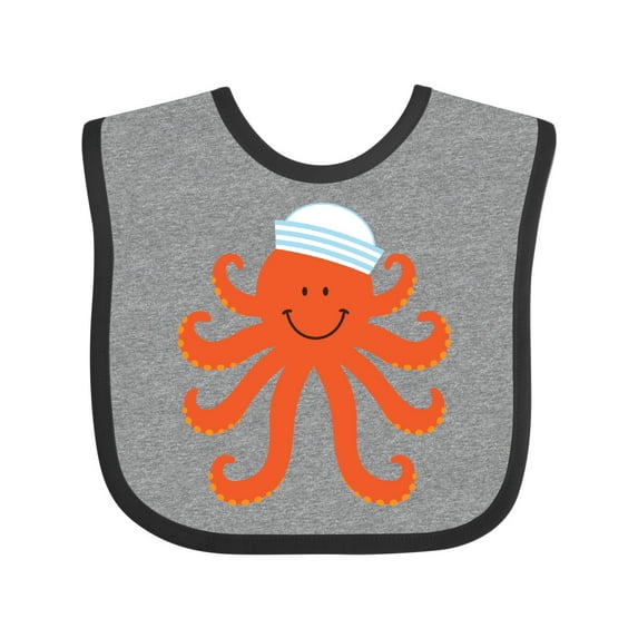 Inktastic Orange Octopus Cute Sea Creature Nautical Boys or Girls Baby Bib
