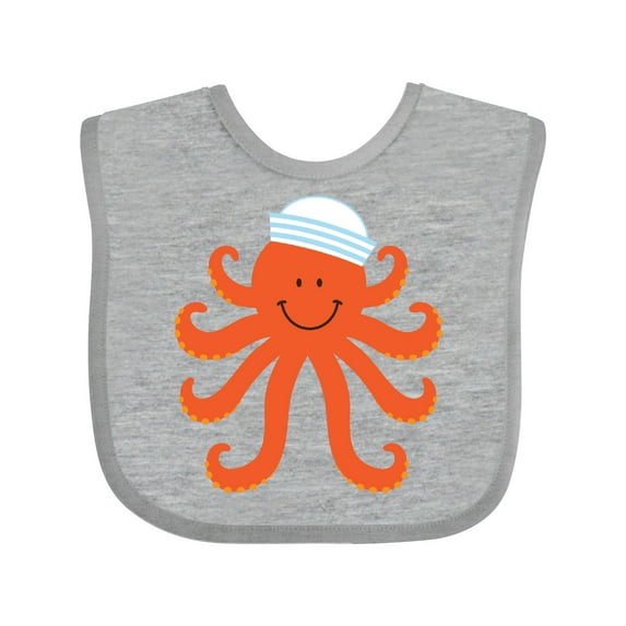 Inktastic Orange Octopus Cute Sea Creature Nautical Boys or Girls Baby Bib