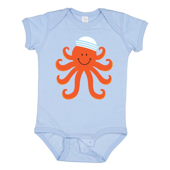 Inktastic Orange Octopus Cute Sea Creature Nautical Boys or Girls Baby Bodysuit