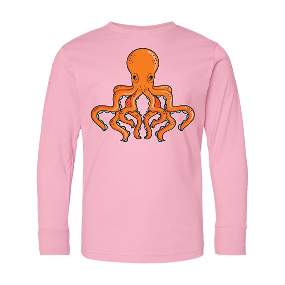 Inktastic Orange Octopus Long Sleeve Youth T-Shirt