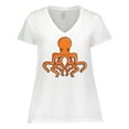thumbnail image 1 of Inktastic Orange Octopus Women's Plus Size V-Neck T-Shirt, 1 of 5