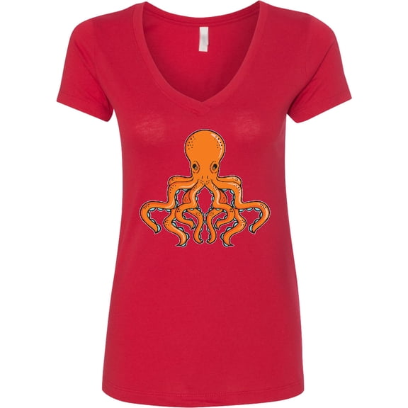 Inktastic Orange Octopus Women's V-Neck T-Shirt