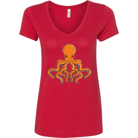 Inktastic Orange Octopus Women's V-Neck T-Shirt