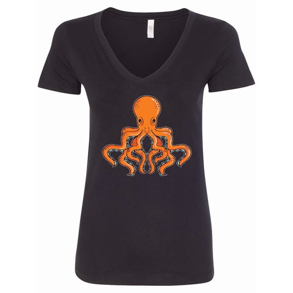 Inktastic Orange Octopus Women's V-Neck T-Shirt