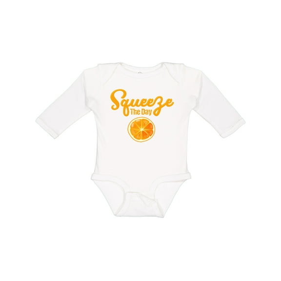 Inktastic Orange Squeeze the Day Boys or Girls Long Sleeve Baby Bodysuit